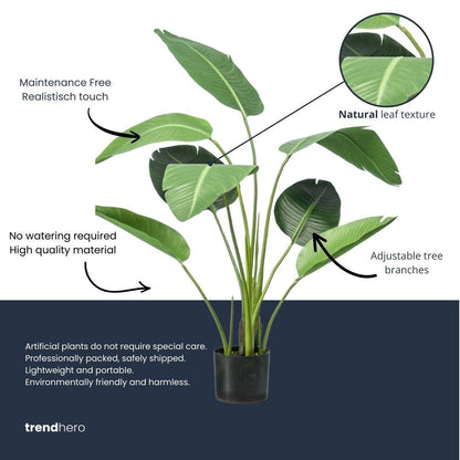 Kunstplant - Strelitzia - In zwarte pot - Hoogte ↕ 120cm