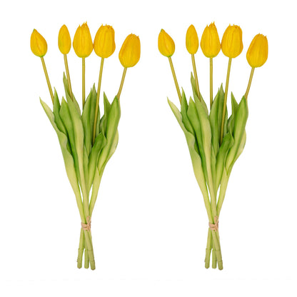 Kunstbloemen - Tulpen Boeket Geel - 10 stuks - 42cm
