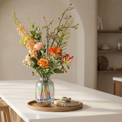 Kunstbloemen boeket - Amber Peach Deluxe Real Touch - 12 stelen - Hoogte ↕ 105cm