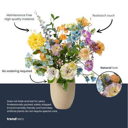 Kunstbloemen boeket - Soft Spring Deluxe Real Touch - 18 stelen - Hoogte ↕ 85cm