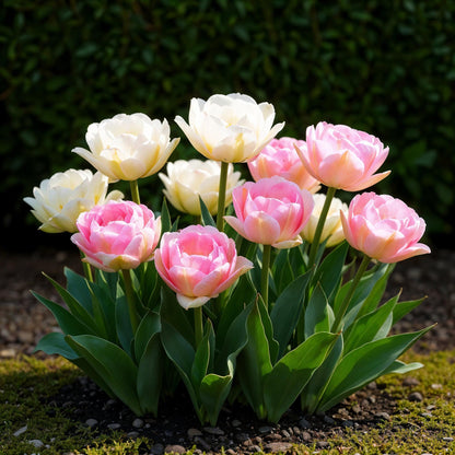 Bloembollen - Tulp Double Sensation - Wit en Roze - 12 stuks - Bolmaat 11/12