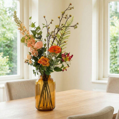 Kunstbloemen boeket - Amber Peach Deluxe Real Touch - 12 stelen - Hoogte ↕ 105cm