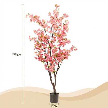 Kunstplant - Prunus Kersenbloesem Roze - Hoogte 175cm
