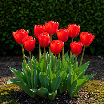 Buitenplant - Tulp Triumph Red - Bloeiend - 15 bollen Bolmaat 11/12
